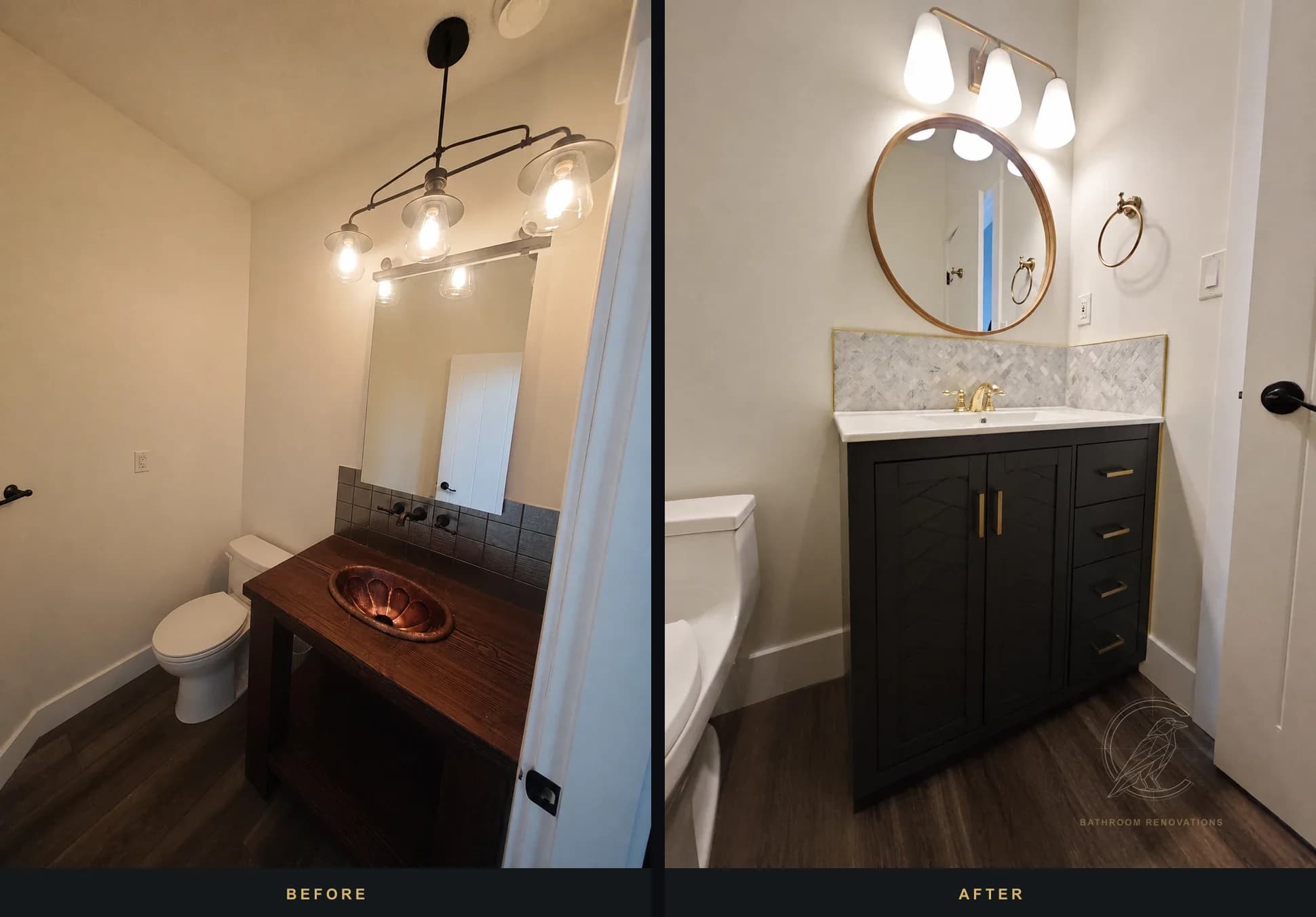 Bathroom renovation before and after comparison